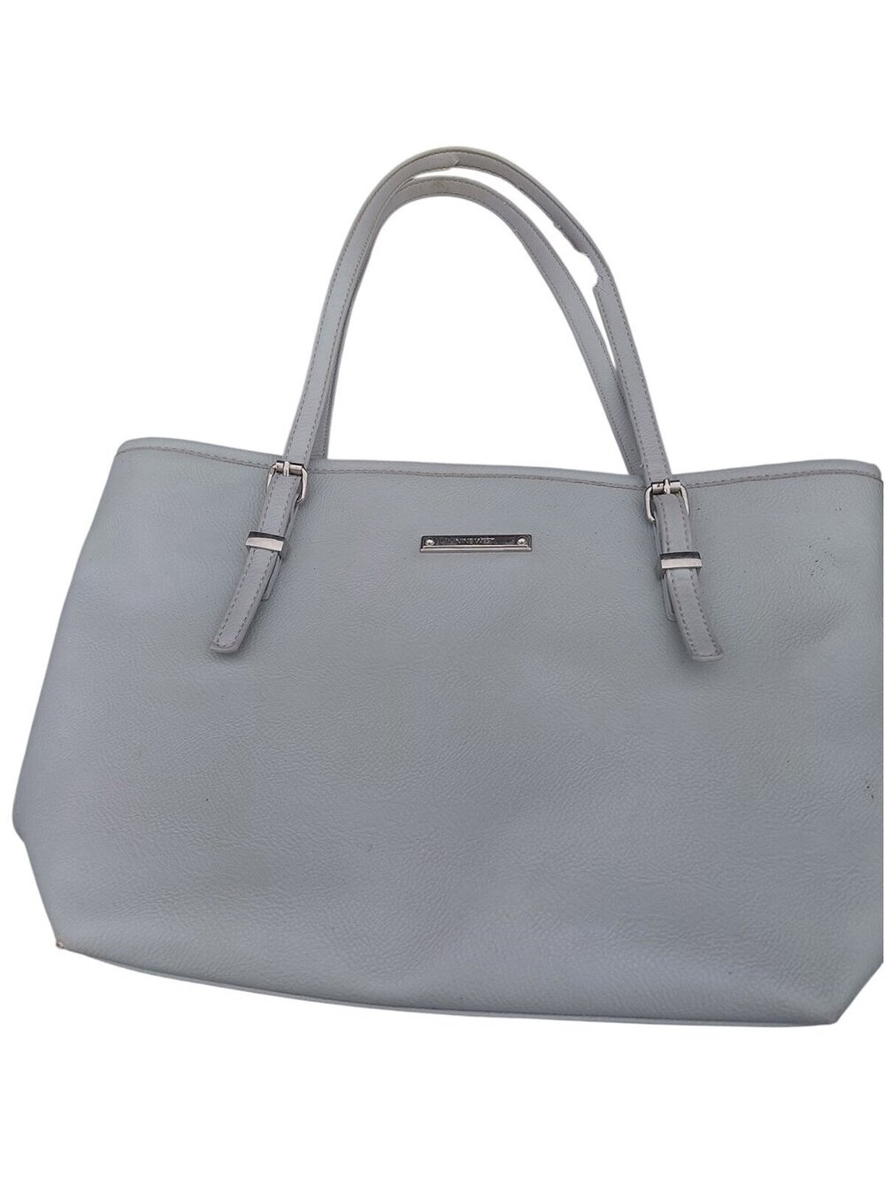 Nine West Light Blue Faux Leather Tote Bag